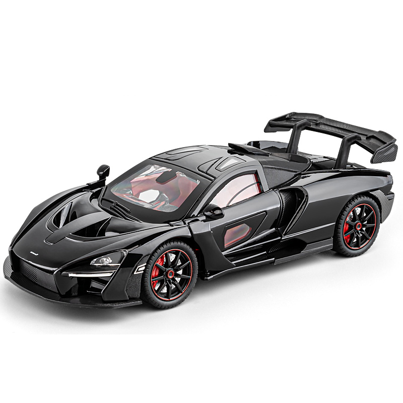 Chezhi 1:24 Die-Cast Alloy Model - Compatible with McLaren Senna - Track-Focused Hypercar with Opening Doors, Sound & Light, Pull-Back Action, Shock Absorption & Steering