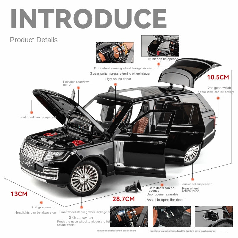 Chezhi 1:18 Scale Licensed Land Rover Range Rover Die-Cast Alloy Model Toy - Opening Doors, Sound & Light, Pull-Back Function, Shock Absorption, Steering, Horn & Removable Fuel Cap - Official Luxury SUV Collection