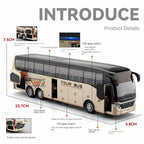 Chezhi 1:30 Scale Die-Cast Alloy Business Bus Model Toy - Opening Doors, Sound & Light, Pull-Back Function with Interior Ambient Lighting - Commercial Vehicle Collection