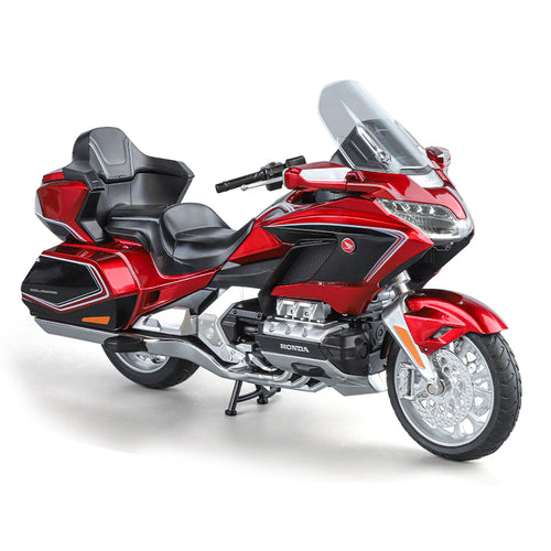 Black Mamba 1:11 Licensed Honda Gold Wing GL1800 Die-Cast Alloy Model - Official Grand Tourer Motorcycle with Sound & Light, Interactive Steering, Shock Absorption, Opening Top Case & Foldable Mirrors