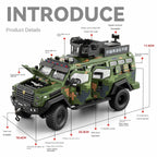 Chezhi 1:24 Scale Licensed Leopard Armored Vehicle Camouflage Edition Die-Cast Alloy Model Toy - Working Searchlight, Folding Steps, Retractable Winch, Opening Doors, Sound & Light, Pull-Back Function, Shock Absorption & Steering