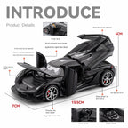 Chezhi 1:32 Scale Die-Cast Alloy Model Toy Compatible with Koenigsegg Jesko - Opening Doors, Sound & Light, Pull-Back Function - Hypercar Collection