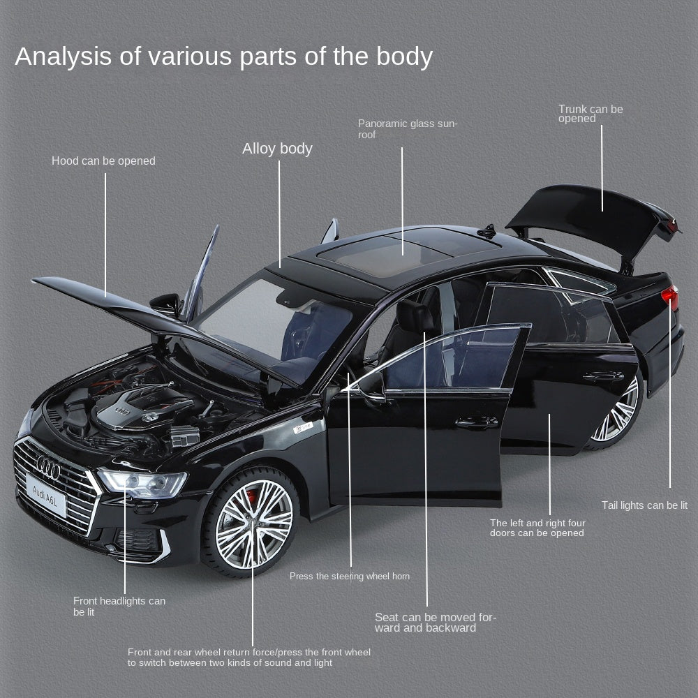 ZGTX 1:18 Scale Licensed Audi A6L Die-Cast Alloy Model Toy - Opening Doors, Sound & Light, Pull-Back Function, Shock Absorption, Horn & Adjustable Seats - Official Luxury Sedan Collection