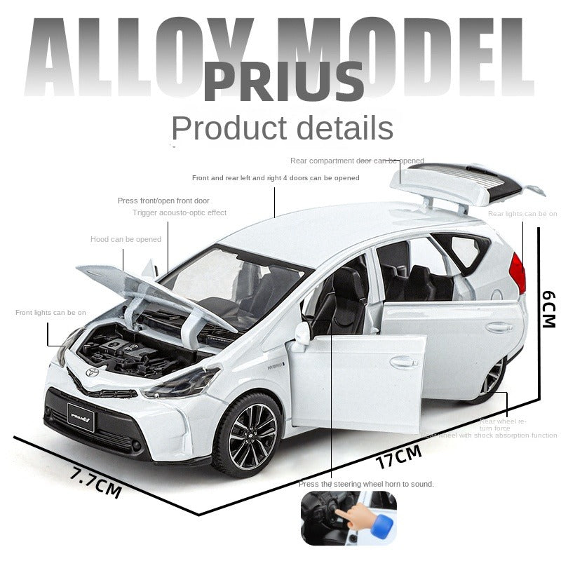 OK 1:32 Scale Die-Cast Alloy Model Toy Compatible with Toyota Prius - Opening Doors, Sound & Light, Pull-Back Function, Shock Absorption & Horn - Hybrid Electric Vehicle Collection