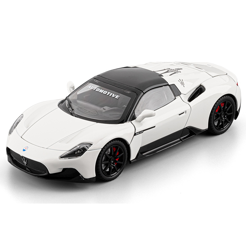 Chezhi 1:24 Die-Cast Alloy Model - Compatible with Maserati MC20 Supercar - Feature-Packed with Retractable Roof Panel, Opening Doors, Realistic Sound & Light, Pull-Back Action, Steering, Shock Absorption & Horn