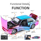 Jinglifang 1:24 Scale Chrome Edition Die-Cast Alloy Model Toy Compatible with BMW M3 - Opening Doors, Sound & Light, Pull-Back Function, Shock Absorption, Steering, Horn & Foldable Mirrors - Sports Car Collection