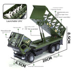 XHD 1:35 Scale UAV Launch Vehicle Die-Cast Alloy Model Toy - Elevating Drone Loading Compartment, Ejectable Drone, Opening Doors, Sound & Light, Pull-Back Function - Military Tech Collection