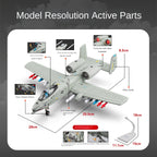 Modelo de avión de juguete Chezhi A-10 Thunderbolt II de aleación fundida a presión con soporte de exhibición - Misiles eyectables, sonido y luz - Colección de aviones militares