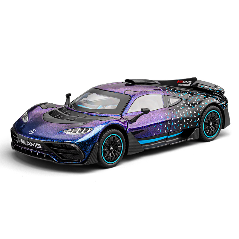 Chezhi 1:24 Die-Cast Alloy Model - Compatible with Mercedes-AMG ONE - F1 Hybrid Hypercar with Opening Doors, Sound & Light, Pull-Back Action, Shock Absorption, Steering & Adjustable Rear Wing