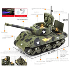 XHD 1:35 Die-Cast Alloy Model - Compatible with American M4 Sherman Tank - Feature-Packed with Smoke/Spray Effect, Sound & Light, Pull-Back Action & Removable Tracks