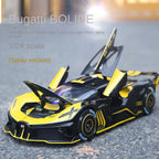 XHD 1:24 Scale Smoke Effect Edition Die-Cast Alloy Model Toy Compatible with Bugatti Bolide - Opening Doors, Sound & Light, Pull-Back Function - Hypercar Collection