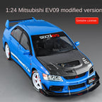 Jinglifang 1:24 Scale Licensed Mitsubishi Lancer Evolution IX Tuned Edition Die-Cast Alloy Model Toy - Opening Doors, Sound & Light, Pull-Back Function, Shock Absorption & Steering - JDM Sports Car Collection