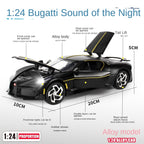 Black Mamba 1:24 Die-Cast Alloy Model - Compatible with Bugatti La Voiture Noire - One-of-One Hypercar with Opening Doors, Sound & Light, Pull-Back Action & Adjustable Rear Wing