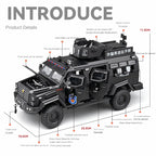 Chezhi 1:24 Scale Licensed Leopard Armored Riot Vehicle Die-Cast Alloy Model Toy - Retractable Winch, Folding Steps, Opening Doors, Sound & Light, Pull-Back Function, Shock Absorption & Steering - Law Enforcement Vehicle Collection
