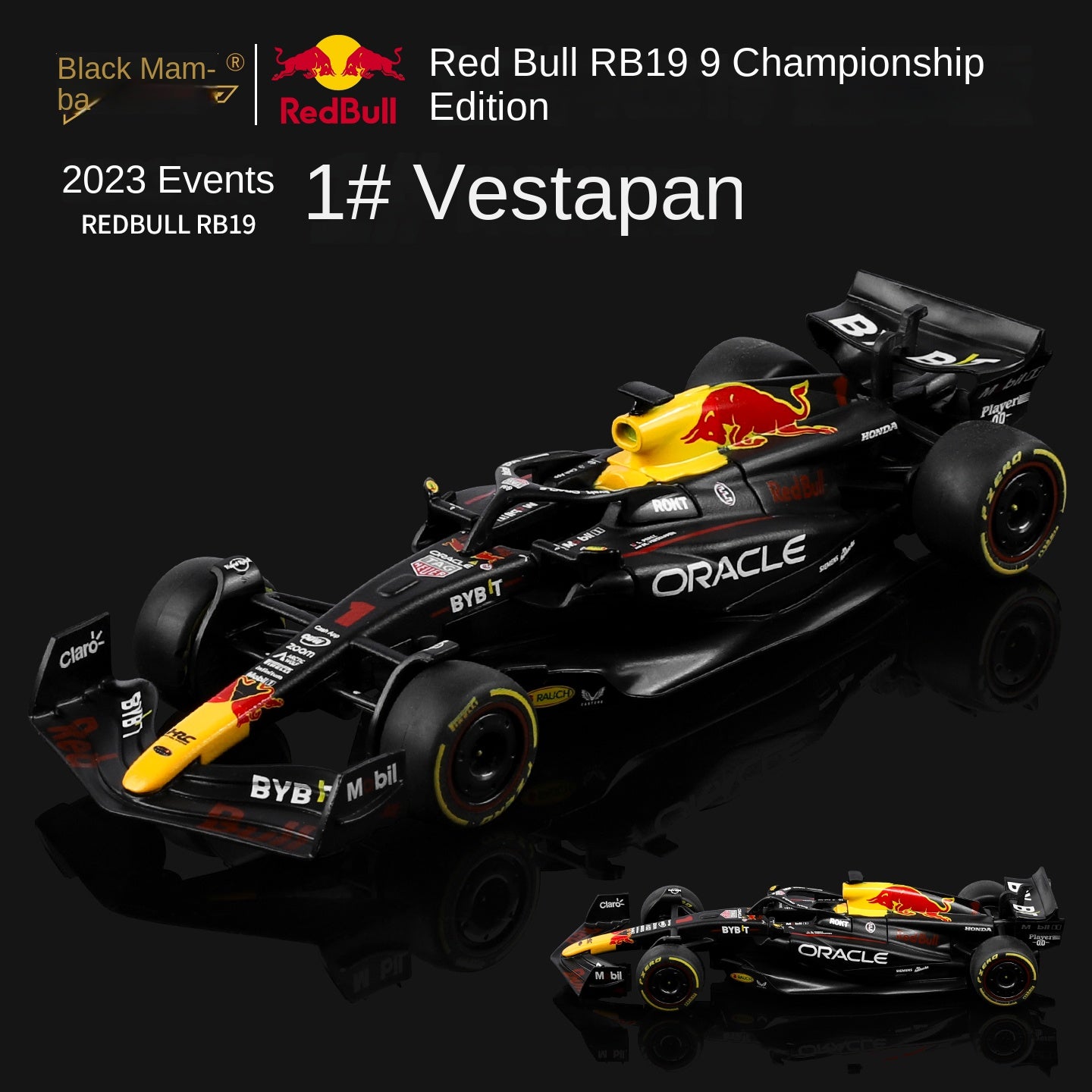 Black Mamba 1:43 Scale Licensed Red Bull RB19 Max Verstappen Championship Edition F1 Racing Car Die-Cast Alloy Static Model - Official F1 Motorsport Collection