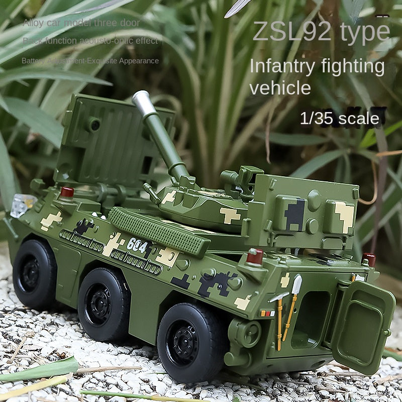 XHD 1:35 Scale ZSL-92 Wheeled Infantry Fighting Vehicle Die-Cast Alloy Model Toy - Rotating Turret, Adjustable Gun Barrel, Opening Doors, Sound & Light, Pull-Back Function & Shock Absorption - Military Vehicle Collection