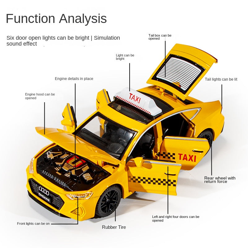 Chimei 1:32 Scale Die-Cast Alloy Model Toy Compatible with Audi RS7 Taxi - Opening Doors, Sound & Light, Pull-Back Function - Special Vehicle Collection
