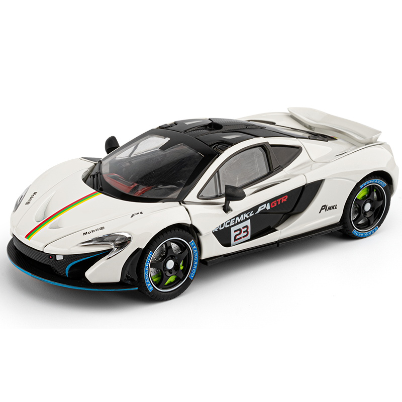 Chezhi 1:24 Track Edition Die-Cast Alloy Model - Compatible with McLaren P1 Hypercar - Feature-Packed with Opening Doors, Realistic Sound & Light, Pull-Back Action, Shock Absorption, Steering, Horn & Adjustable Rear Wing