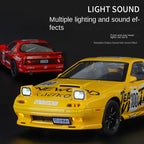 Jin Lifang 1:24 Die-Cast Alloy Model - Compatible with Mazda RX-7 FC - JDM Icon with Pop-Up Headlights, Opening Doors, Sound & Light, Pull-Back Action, Shock Absorption & Interactive Steering