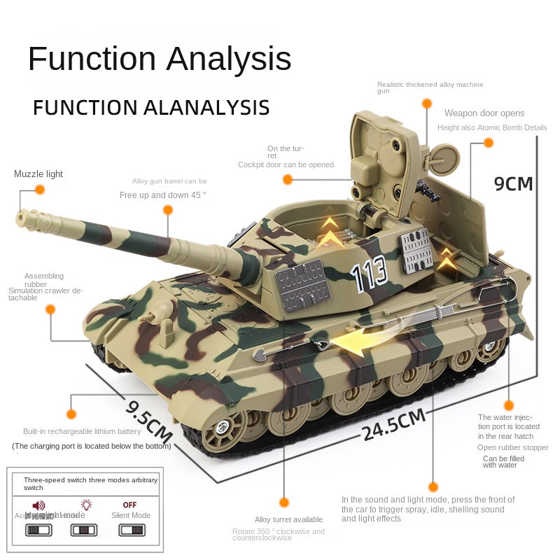 XHD 1:35 Die-Cast Alloy Model - Compatible with German King Tiger Heavy Tank - Feature-Packed with Smoke/Spray Effect, Sound & Light, Pull-Back Action & Removable Tracks