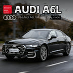 Black Mamba 1:24 Scale Licensed Audi A6L Die-Cast Alloy Model Toy - Opening Doors, Sound & Light, Pull-Back Function, Shock Absorption, Steering, Horn & Adjustable Seats - Luxury Sedan Collection