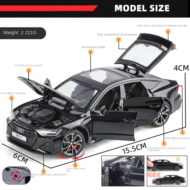 Haochi 1:32 Licensed Audi RS7 Die-Cast Alloy Model - Official High-Performance Sedan with Opening Doors, Realistic Sound & Light, Pull-Back Action, Shock Absorption, Steering & Adjustable Rear Wing