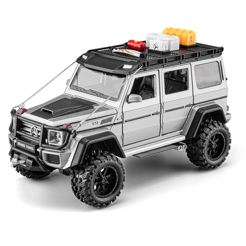 Chezhi 1:24 Scale Tuned Edition Die-Cast Alloy Model Toy Compatible with Mercedes-Benz G550 - with Roof Accessories, Retractable Winch, Opening Doors, Sound & Light, Pull-Back Function, Shock Absorption & Horn - Off-Road Vehicle Collection