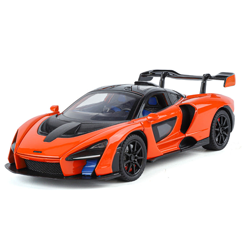 XHD 1:24 Die-Cast Alloy Model - Compatible with McLaren Senna - Track-Focused Hypercar with Opening Doors, Sound & Light, Pull-Back Action, Shock Absorption & Steering
