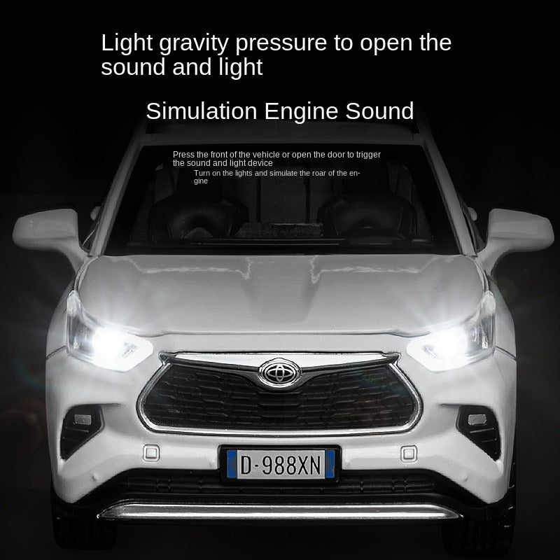 Jiaye 1:32 Scale Die-Cast Alloy Model Toy Compatible with Toyota Highlander - Opening Doors, Sound & Light, Pull-Back Function - Family SUV Collection