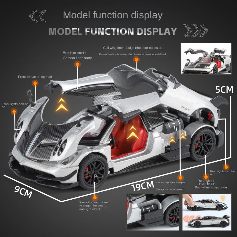 XHD 1:32 Die-Cast Alloy Model - Compatible with Pagani Huayra BC - Ultimate Hypercar with Opening Doors, Sound & Light, Pull-Back Action & Shock Absorption