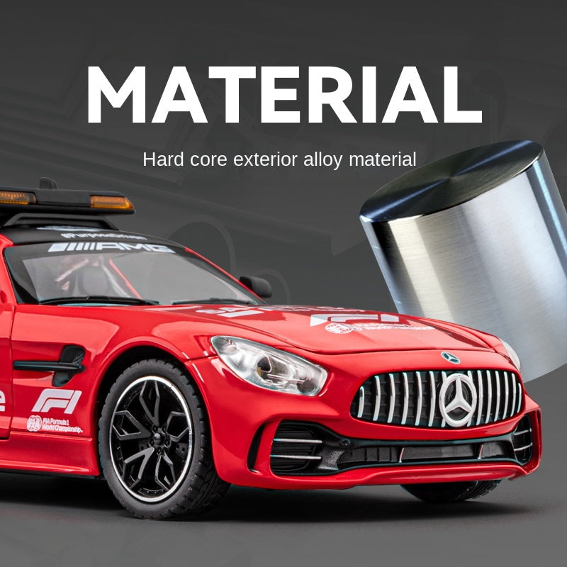 Chezhi 1:24 Die-Cast Alloy Model - Compatible with Mercedes-AMG GT R - Official F1 Safety Car with Opening Doors, Sound & Light, Pull-Back Action, Shock Absorption, Steering & Horn