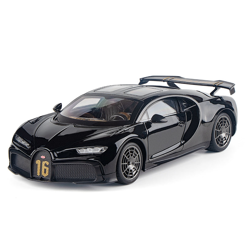 Black Mamba 1:18 Scale Die-Cast Alloy Model Toy Compatible with Bugatti Chiron Track Edition - Opening Doors, Sound & Light, Shock Absorption, Steering, Horn, Adjustable Seats, Removable Fuel Cap & Foldable Mirrors - Hypercar Collection