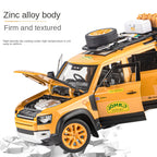 OK 1:18 Scale Die-Cast Alloy Model Toy Compatible with Land Rover Defender - Camel Trophy / Gulf Oil Liveries, with Roof Accessories, Opening Doors, Sound & Light, Shock Absorption, Steering & Horn - Classic Off-Road Collection