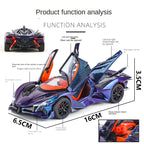 XHD 1:32 Die-Cast Alloy Model - Compatible with Apollo Evo Hypercar - Feature-Packed with Opening Doors, Realistic Sound & Light, Pull-Back Action & Shock Absorption