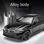 Black Mamba 1:24 Scale Licensed BMW 325Li Die-Cast Alloy Model Toy - Opening Doors, Sound & Light, Pull-Back Function, Shock Absorption, Steering, Horn & Adjustable Seats - Luxury Sedan Collection
