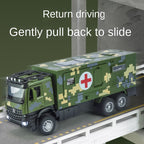XHD 1:35 Scale Military Ambulance Die-Cast Alloy Model Toy with Red Cross Decals & Medical Equipment Simulation - Opening Doors, Sound & Light, Pull-Back Function - Military Vehicle Collection