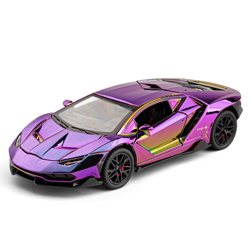 Chezhi 1:24 Die-Cast Alloy Model - Compatible with Lamborghini Aventador SVJ LP770-4 - Ultimate Supercar with Opening Doors, Sound & Light, Pull-Back Action, Shock Absorption & Adjustable Rear Wing