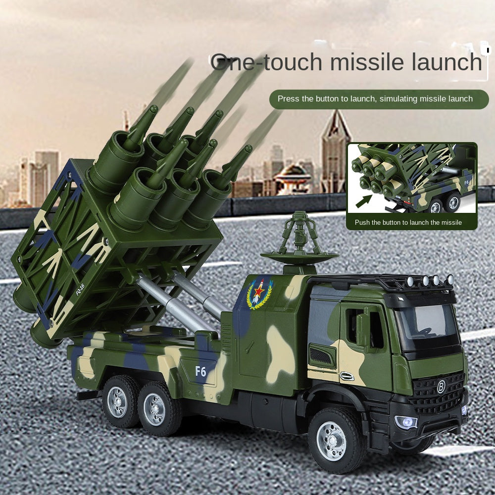 XHD 1:35 Scale HQ-16 Surface-to-Air Missile Launch Vehicle Die-Cast Alloy Model Toy - Ejectable & Elevating Missiles, Opening Doors, Sound & Light, Pull-Back Function - Air Defense Missile Collection