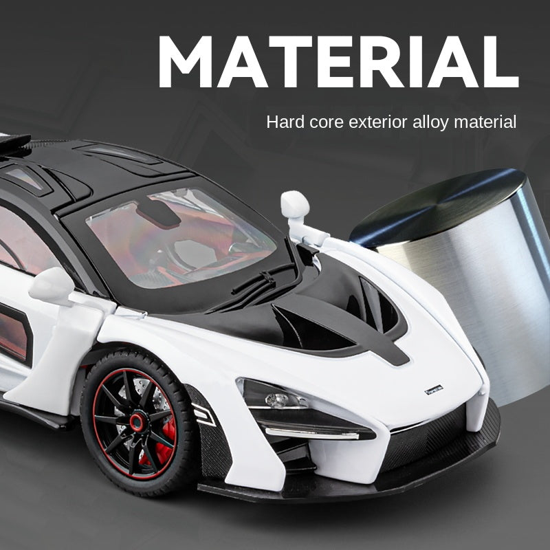 Chezhi 1:24 Die-Cast Alloy Model - Compatible with McLaren Senna - Track-Focused Hypercar with Opening Doors, Sound & Light, Pull-Back Action, Shock Absorption & Steering