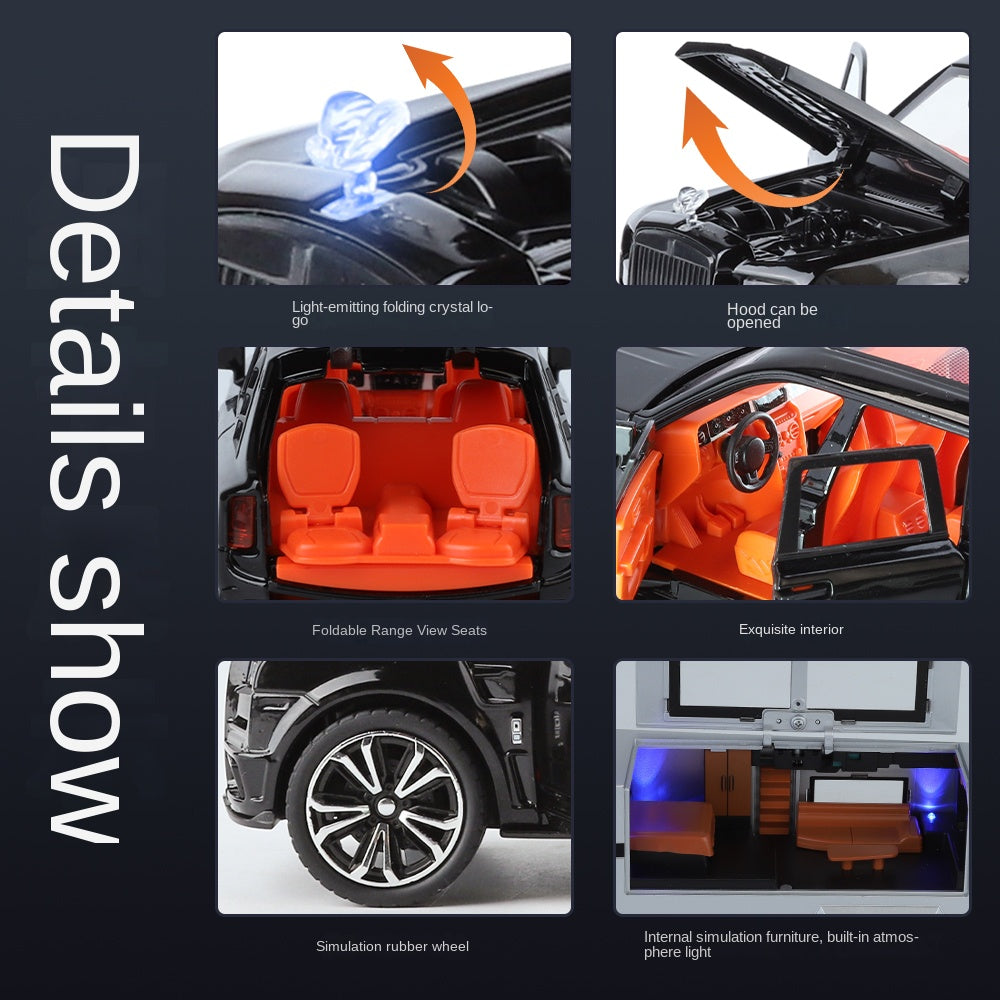 XHD 1:32 Die-Cast Alloy Model - Compatible with Rolls-Royce Cullinan & Travel Trailer - Luxury Caravan Set with Opening Doors, Sound & Light, Pull-Back Action & Shock Absorption