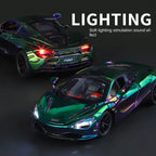 Jin Lifang 1:32 Chrome Edition Die-Cast Alloy Model - Compatible with McLaren 720S Supercar - Feature-Packed with Realistic Sound & Light, Pull-Back Action & Adjustable Rear Wing