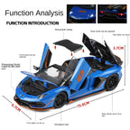 Black Mamba 1:32 Scale Licensed Lamborghini Aventador SVJ63 Die-Cast Alloy Model Toy - Removable Roof, Opening Doors, Sound & Light, Pull-Back Function - Limited Edition Supercar Collection