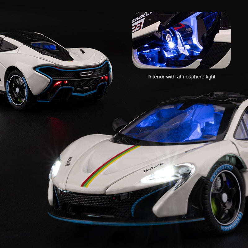 Chezhi 1:24 Track Edition Die-Cast Alloy Model - Compatible with McLaren P1 Hypercar - Feature-Packed with Opening Doors, Realistic Sound & Light, Pull-Back Action, Shock Absorption, Steering, Horn & Adjustable Rear Wing