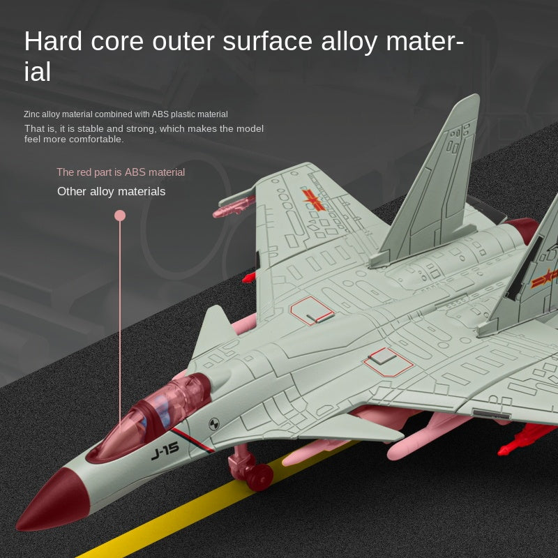 Chezhi 1:89 Scale Licensed J-15 Carrier-Based Fighter Die-Cast Alloy Aircraft Model with Display Stand - Ejectable Missiles, Opening Hatches, Sound & Light, Pull-Back Function - Official Naval Aviation Collection