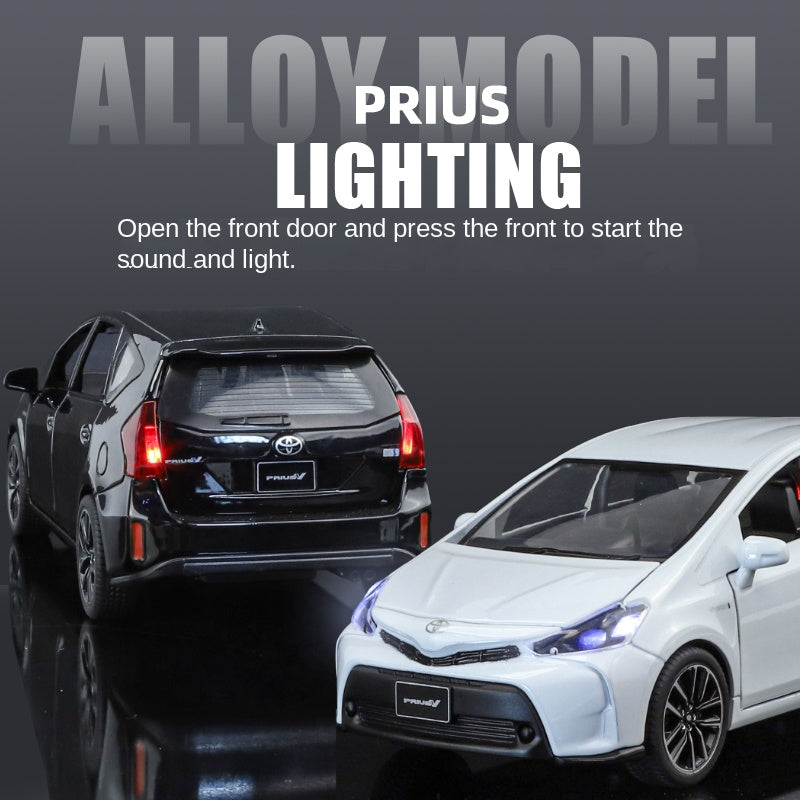 OK 1:32 Scale Die-Cast Alloy Model Toy Compatible with Toyota Prius - Opening Doors, Sound & Light, Pull-Back Function, Shock Absorption & Horn - Hybrid Electric Vehicle Collection