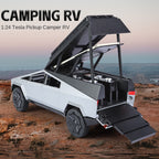 XHD 1:24 Scale Die-Cast Alloy Model Toy Compatible with Tesla Cybertruck Camper - Openable Roof Tent, Opening Doors, Sound & Light, Pull-Back Function, Shock Absorption, Steering & Horn - Electric Adventure Collection