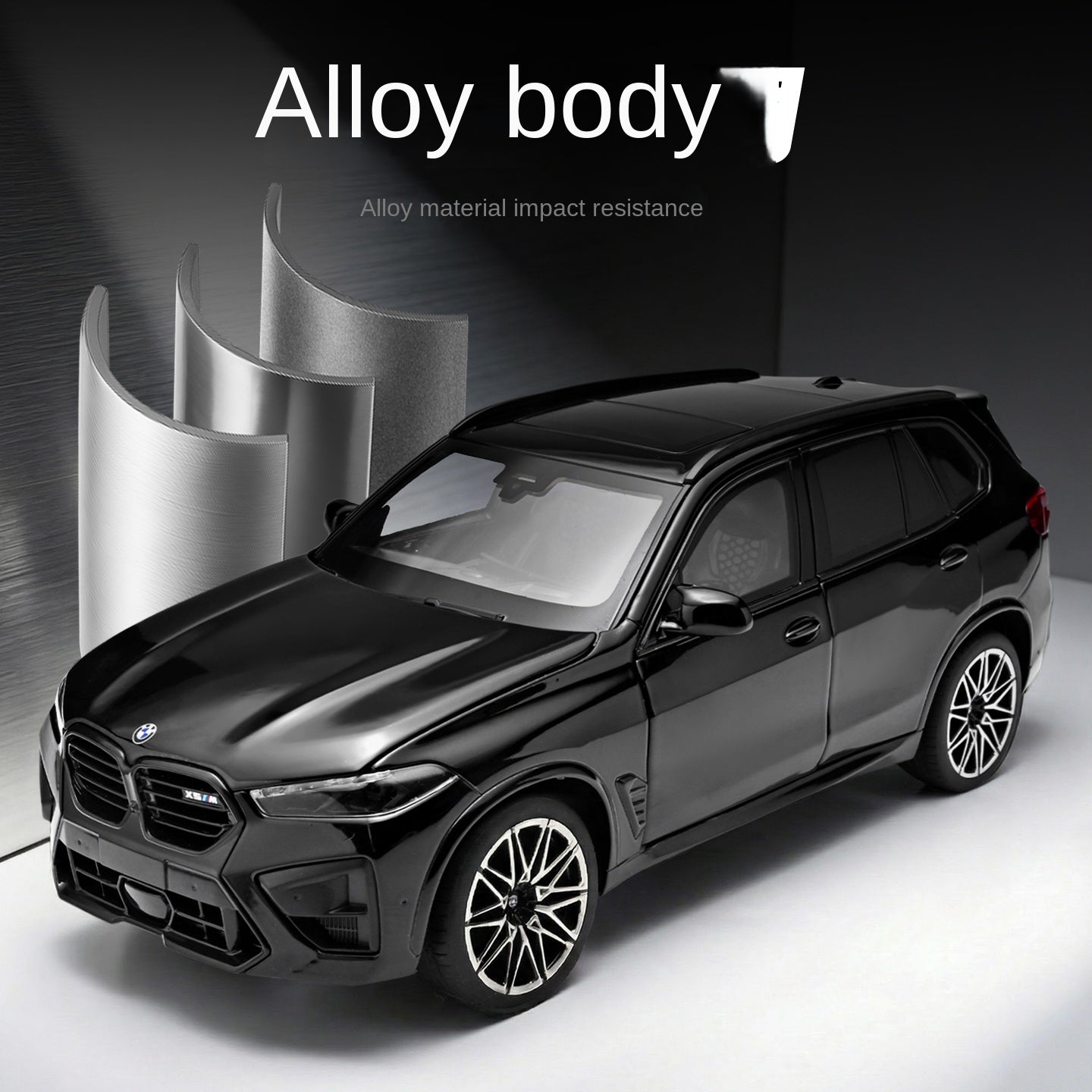 Black Mamba 1:24 Scale Licensed BMW X5 M Die-Cast Alloy Model Toy - Opening Doors, Sound & Light, Pull-Back Function, Shock Absorption, Steering, Horn & Adjustable Seats - Luxury Performance SUV Collection