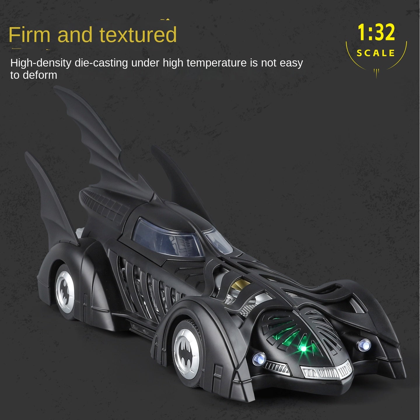 Qiyi 1:32 Scale Licensed 1995 Batmobile Die-Cast Alloy Model Toy - Opening Canopy, Sound & Light, Pull-Back Function & Shock Absorption - Movie Vehicle Collection