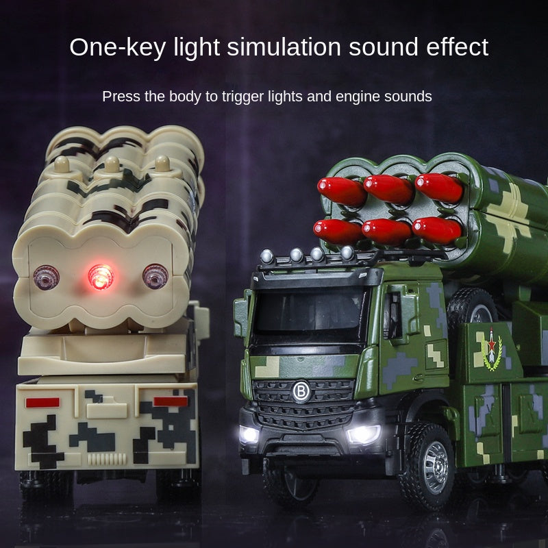 XHD 1:35 Scale PHL-16 Long-Range Rocket Launcher Die-Cast Alloy Missile Launch Vehicle Model Toy - Ejectable Missiles, Elevating Launch Tubes, Opening Doors, Sound & Light, Pull-Back Function - Modern Artillery Collection