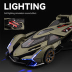 Modelo de juguete Chezhi a escala 1:24 de aleación fundida a presión compatible con Lamborghini V12 Vision Gran Turismo: puertas que se abren, sonido e iluminación, función de retroceso. Colección de prototipos.